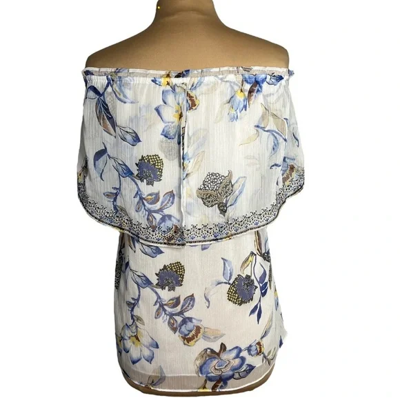 White House Black Market embroidered off the shoulder floral print top XL - Picture 3 of 9